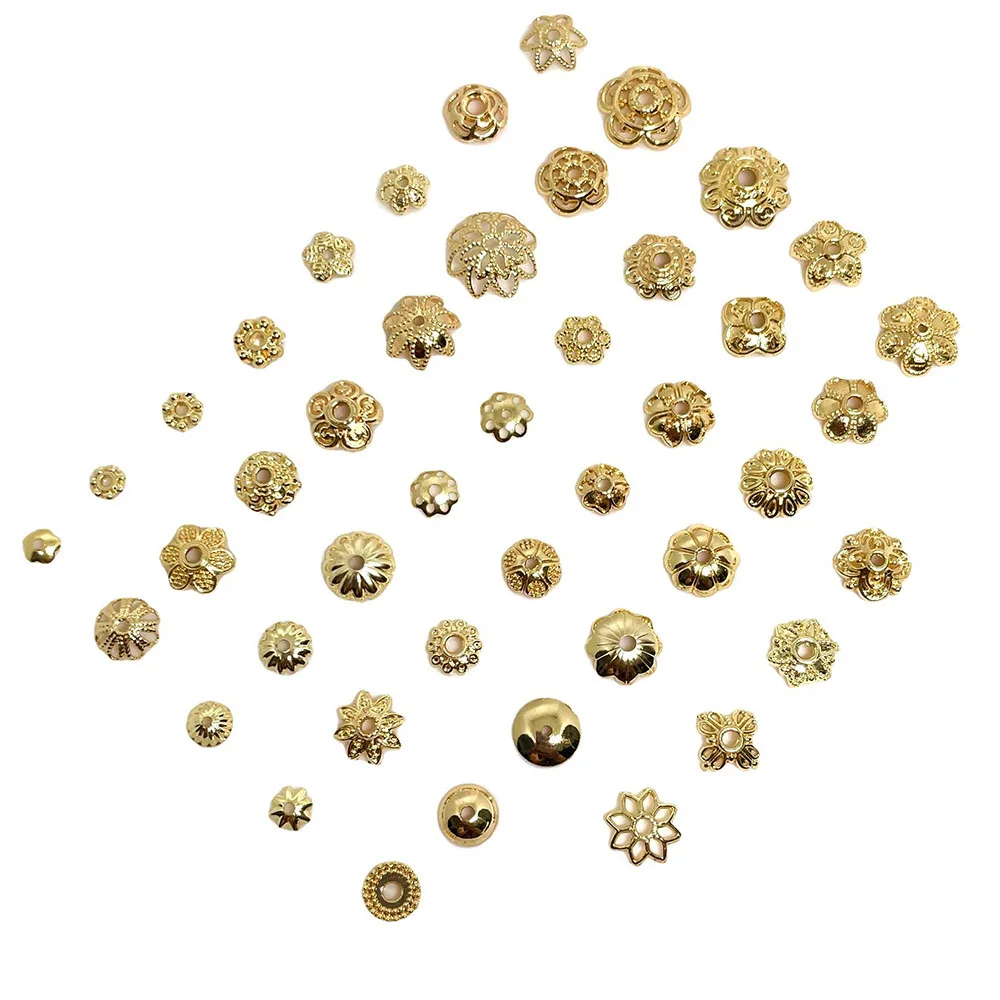 Hot Sale Fashion 14k 18k Gold Filled Plating Flower Bead Caps Metal Charm for Jewelry Making