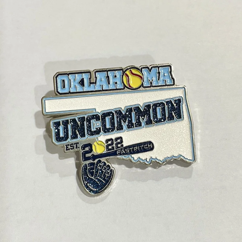 Real pin manufacturer custom sports pins coins and medals with high quality low price glitter baseball badge customize