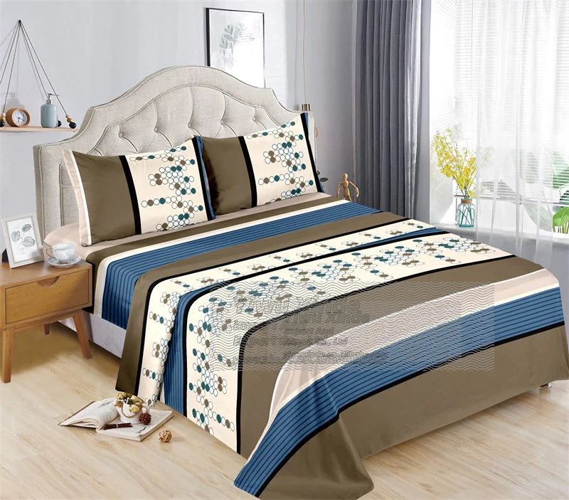 Wholesale luxury customized printed thick cotton sheet set 6 pcs queen king size sheets bedding for bed 6 pieces set