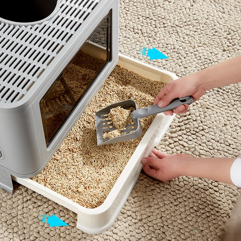 Foldable  Collapsible Plastic Indoor Smart Cat litter Tray Toilet Fully-Enclosed Bentonite Cat Litter Box for Cat