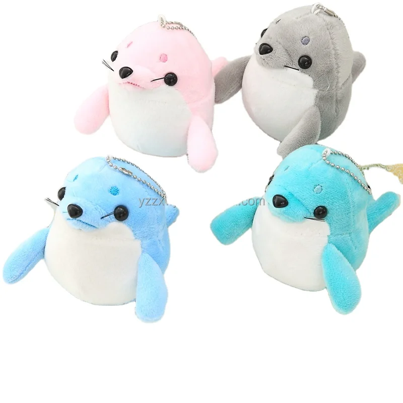High Quality marine animal series plush toy cute plush toy sea lions keychain Key Ring Seals Pendant For Crane Machine