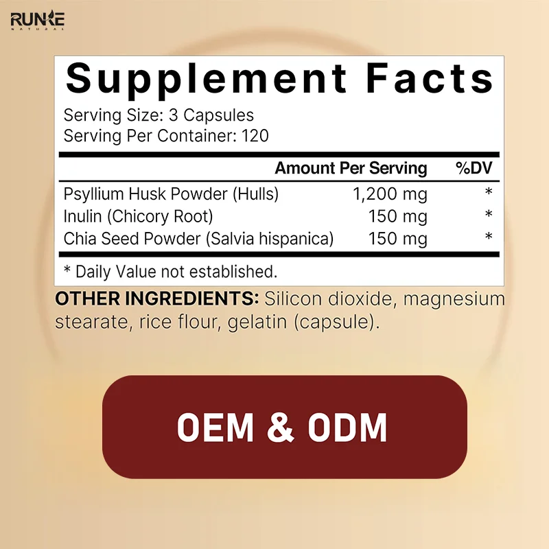Hot Selling Sunflower Lecithin Capsules Psyllium Husks Pills Inulin Chia Seed Powder Support Degestion 3 in 1