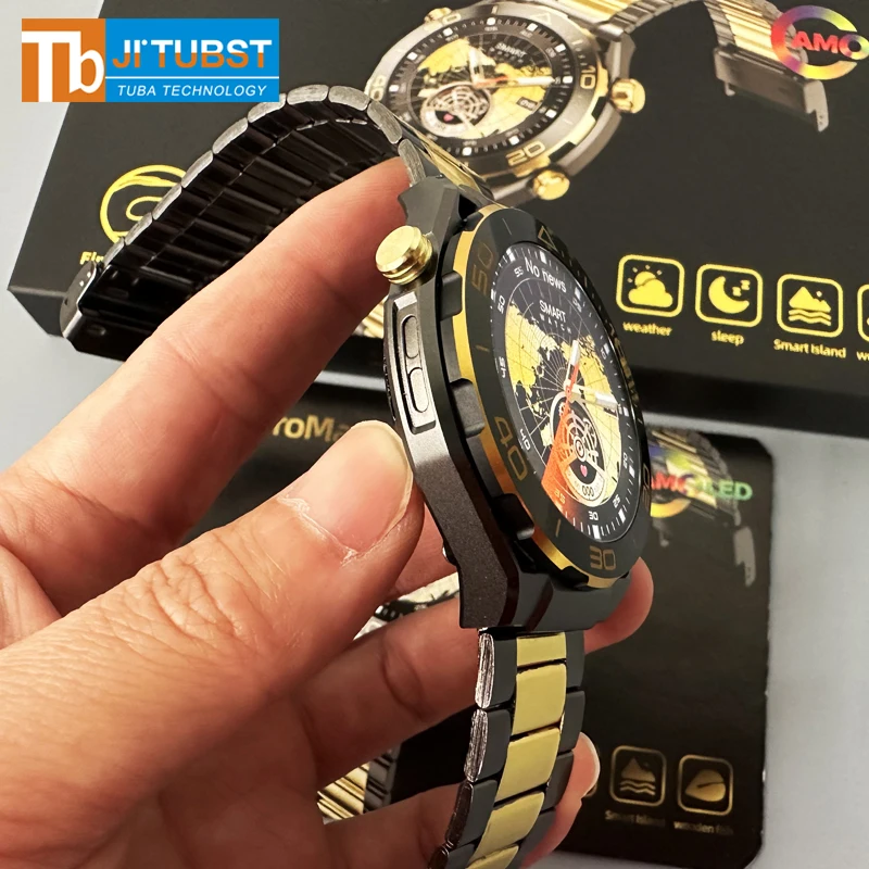 Smartwatch z91 pro max 1.52 inch round AMOLED screen waterproof round fashion gold luxury reloj smart watch for men women