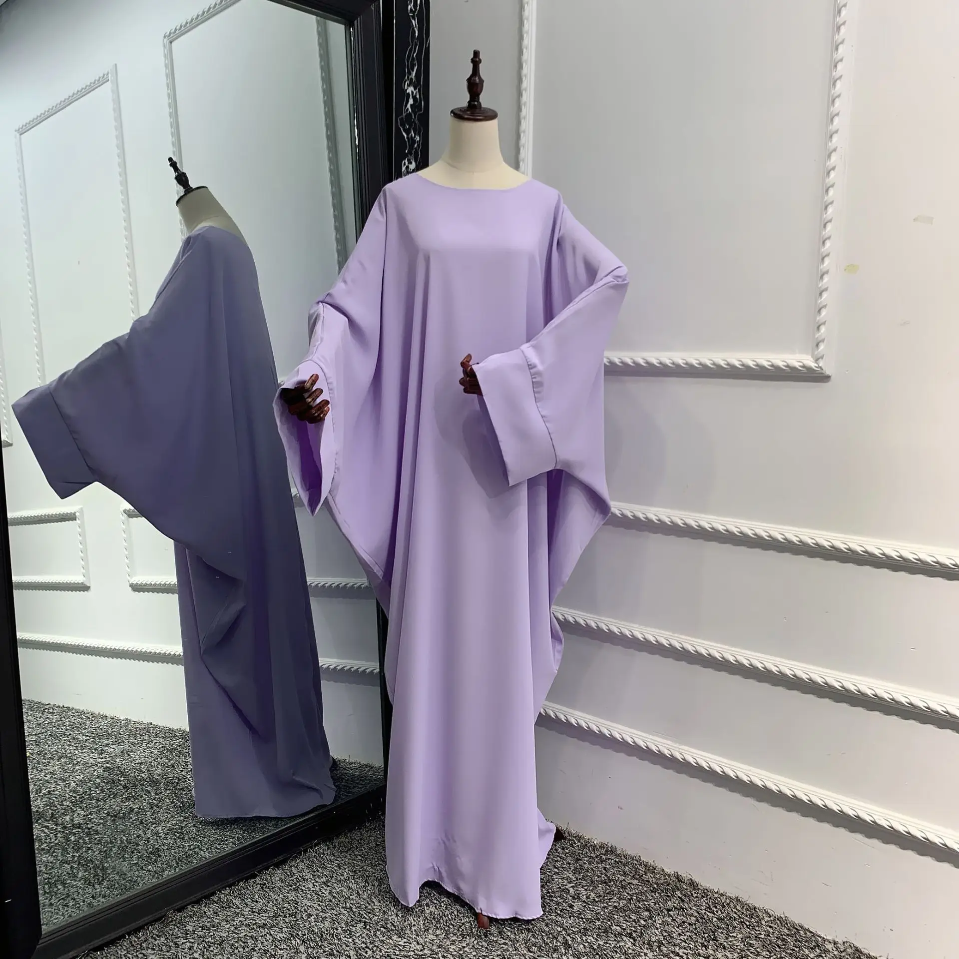 New Arrival solid color Nida Jilbab free size bat sleeves Muslim women prayer dress Hijab Abaya