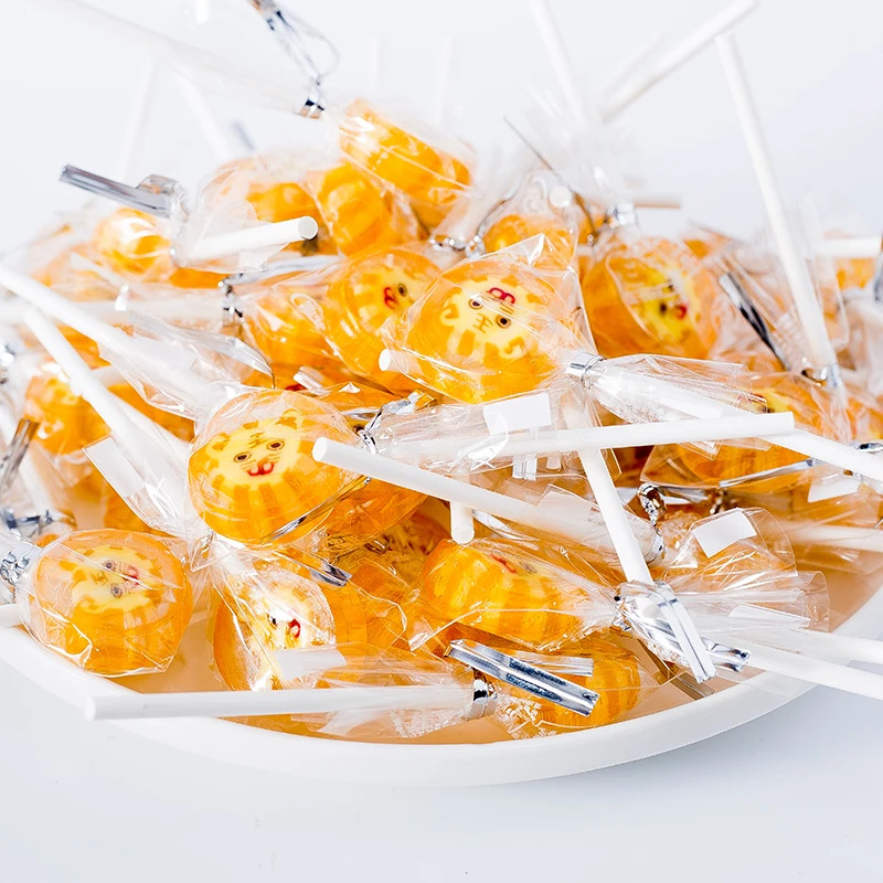 New Designed 8g Safety Paper Bom Bom Lollipop Tiger Pattern Lollipop Candy