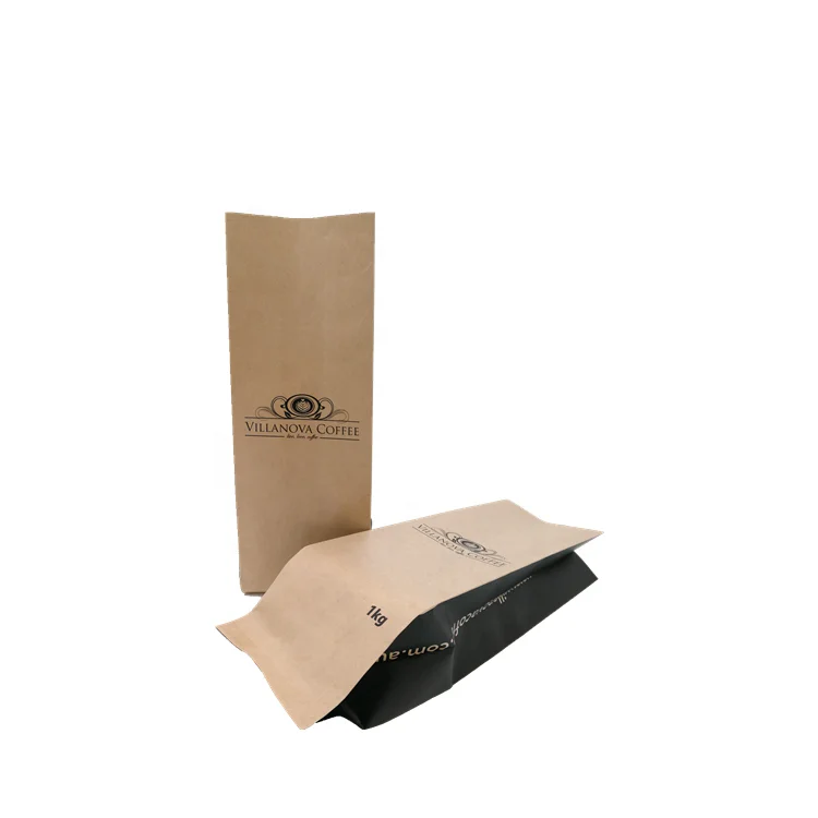 500g Custom stickers blank brown white black gusset kraft paper pouch roasted coffee beans packaging with tin tie