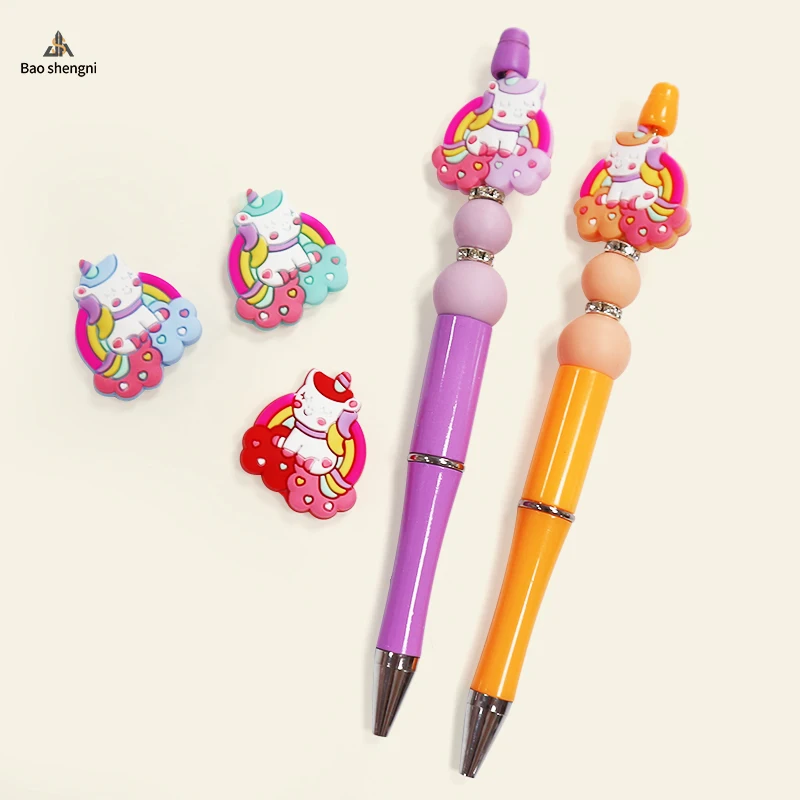 New Design Silicone cartoon Teether Beads for Pen Making Fashion Food Grade Baby Teeth Toys Silicone focal Beads DIY Bracelet Be