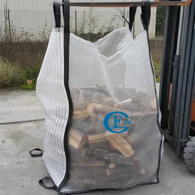 
factory price breathable mesh log Firewood packing wood Bag Big Ventilated Bulk Bag 
