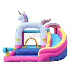Hot Sale Home Use Inflatable Unicorn Bounce House with Waterslides