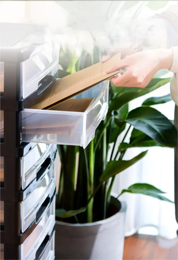 29720 8 Tier Modern Office Storage Boxes plastic household storage drawer cabinet Black Crafts Storage Drawer Carts with Pulley