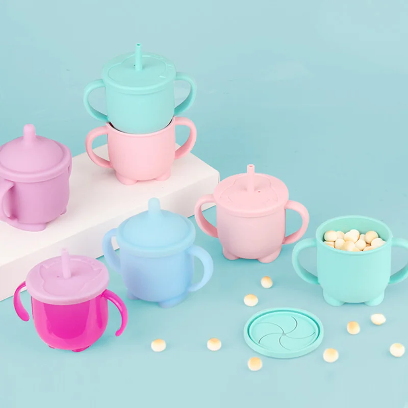 Healthy Food Grade Infant Silicone Baby Cup Kids Snack Training Drinking Cup