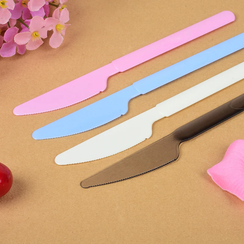 Disposable color plastic knife thickened individually loaded cutting knife takeaway steak knife