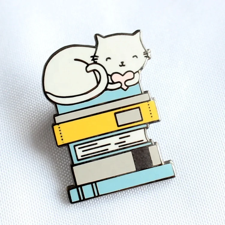 Custom enamel pin cartoon cats wholesale books alloy enamel pin and cute enamel pins