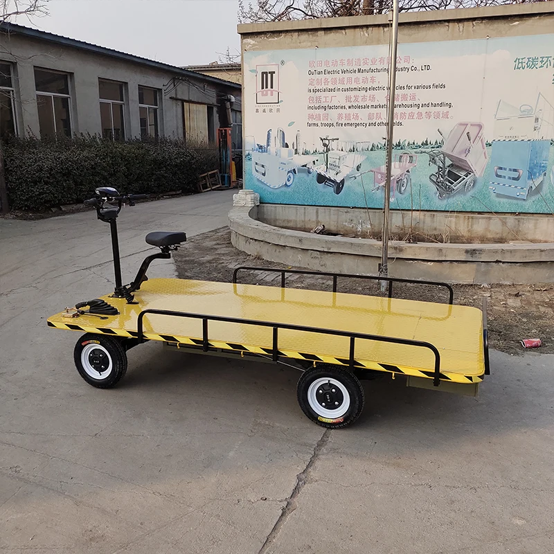 Warehouse turnover goods electric trolley Hand-Push mute flatbed truck electric dumper Electric trolley carrying