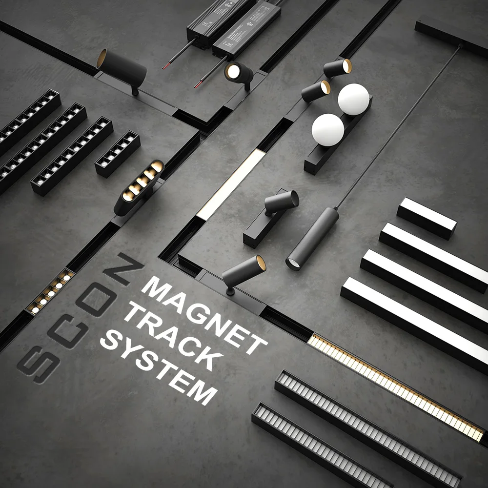 Simple style SCON LED Magnetic Track Light Aluminum Modern Lighting Indoor Black Track dimming Lighting System