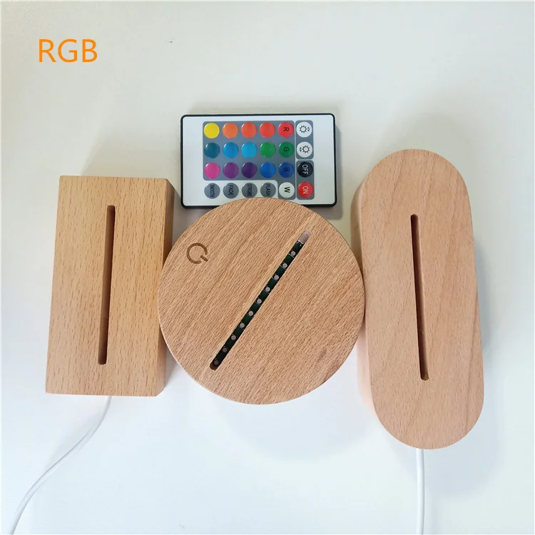 Lighting and Circuitry Design Handmade Customized Wholesale 3d Acrylic Wooden Base Round Oval Wood for Led Night