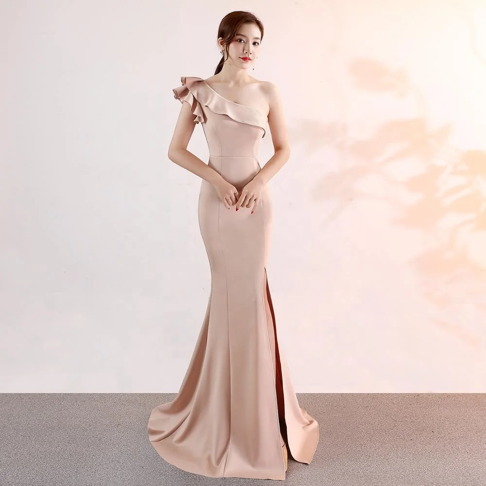 One-shoulder Evening dress Sleeveless Elegant Floor-length Mermaid long Party Gowns Zipper back Prom dresses