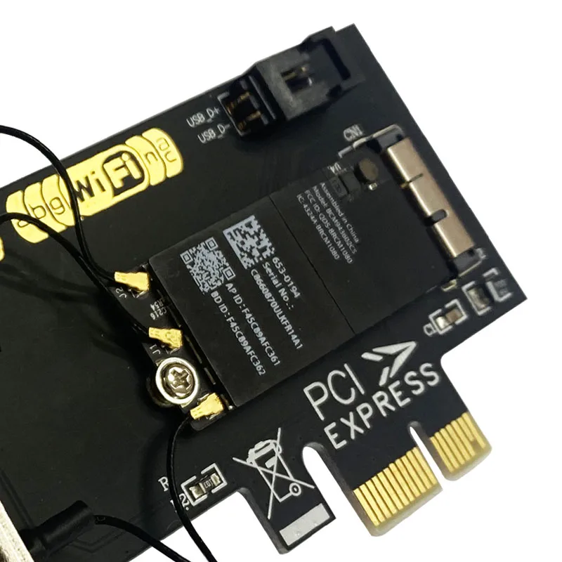 BCM943602CS Wireless Card Adapter 802.11AC Desktop Wifi Card BT 4.0 Desktop WLAN Card PCI E with 3 Antenna for iOS/OS X