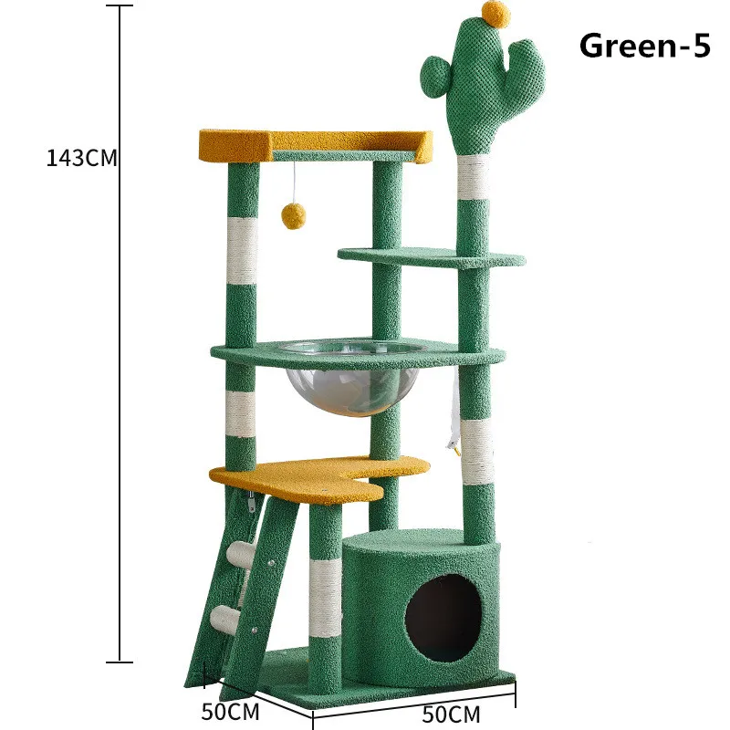 Large Luxury Pet Condo Trees Play Furniture Scratcher Modern Green Cat Tree Tower Multi-Layer Cat Climbing Frame Tree