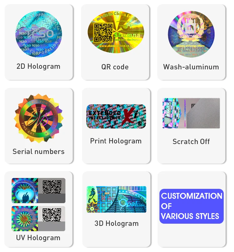 New Arrival High Quality Ant-counterfeit Security 3D Hologram Sticker Holographic Label Customized Logo Printing