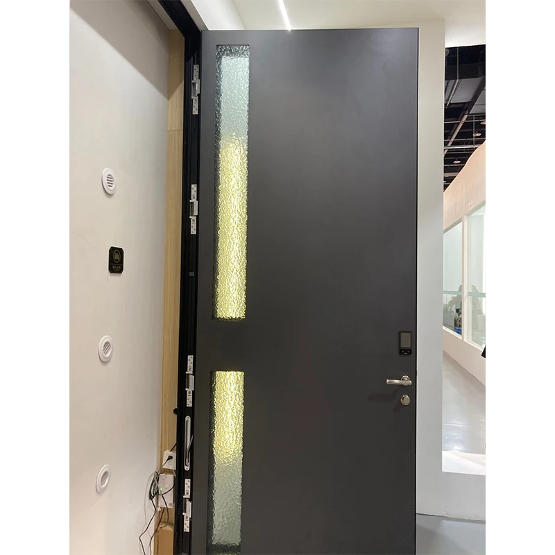 Seeyesdoor Metal Doors Panel China Manufacturer Swing Open Exterior Black Glass Design Modern Aluminum Alloy Bulletproof