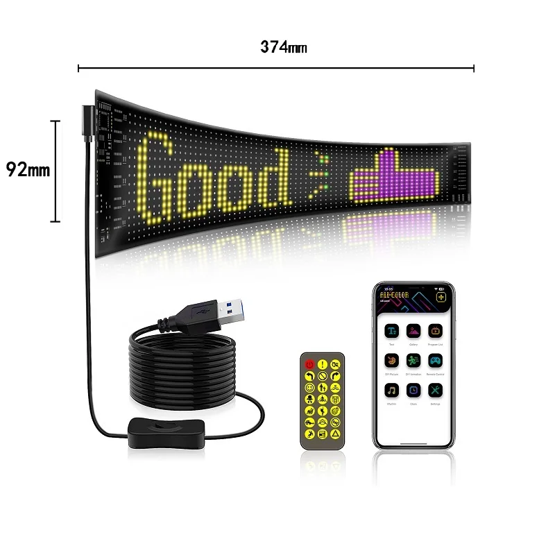 App control car led Advertising display Flexible LED car sign programmable led display for Store Car Bar