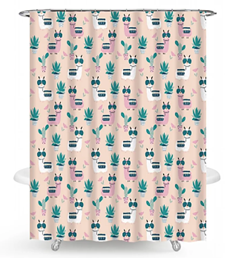 12 Hooks Customized Digital printed shower curtain for bathroom