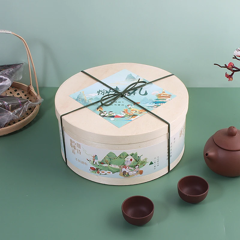 Dragon Boat Festival zongzi food  cheesecake gift box wooden round box