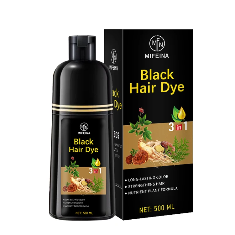 MOQ LOW 500ML Hair Color Shampoo Cover Gray White Hair Organic Hair Dye Shampoo Of Black no dark skin