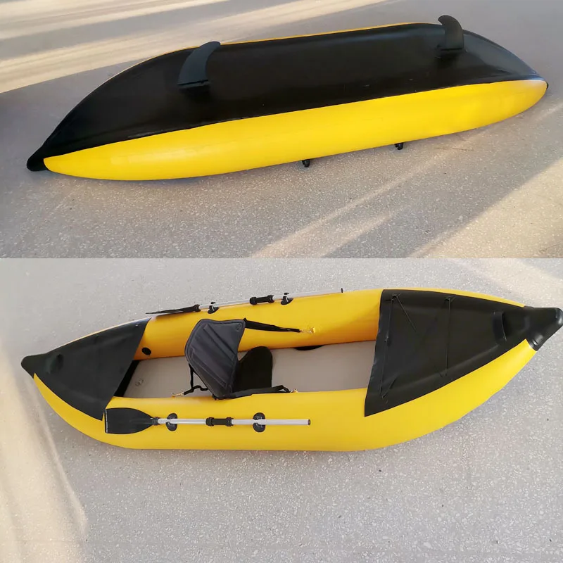 1person pvc rowing boats kayaks popular inflatable 11ft skiff boat kayak wholesale custom