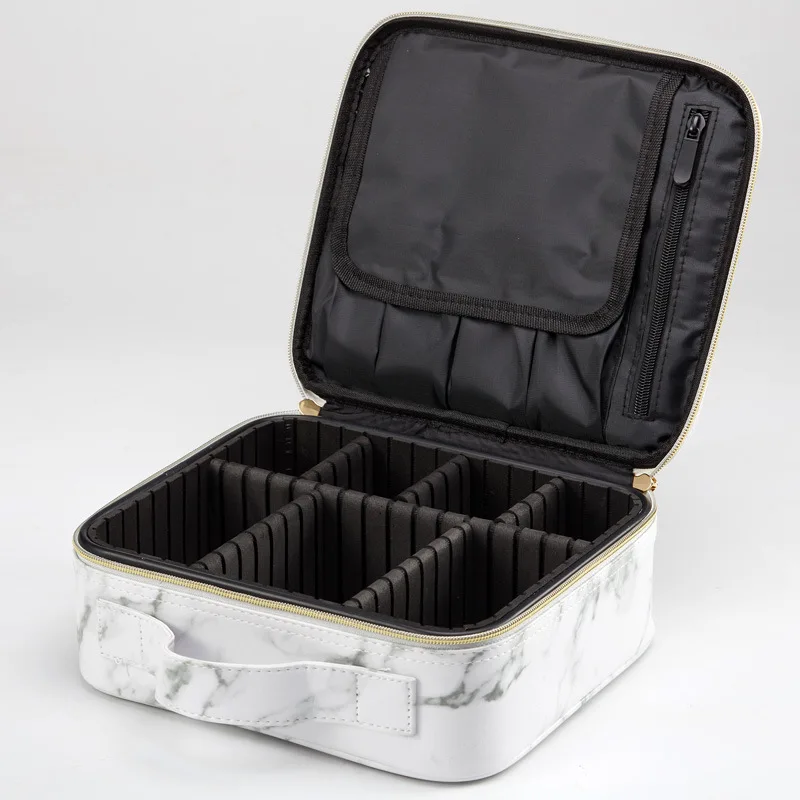 Leather Cosmetic Case Makeup Artist Suitcase Large Capacity Storage Cosmetic Case Portable Travel Zipper Pink Cosmetic Bag PU PI