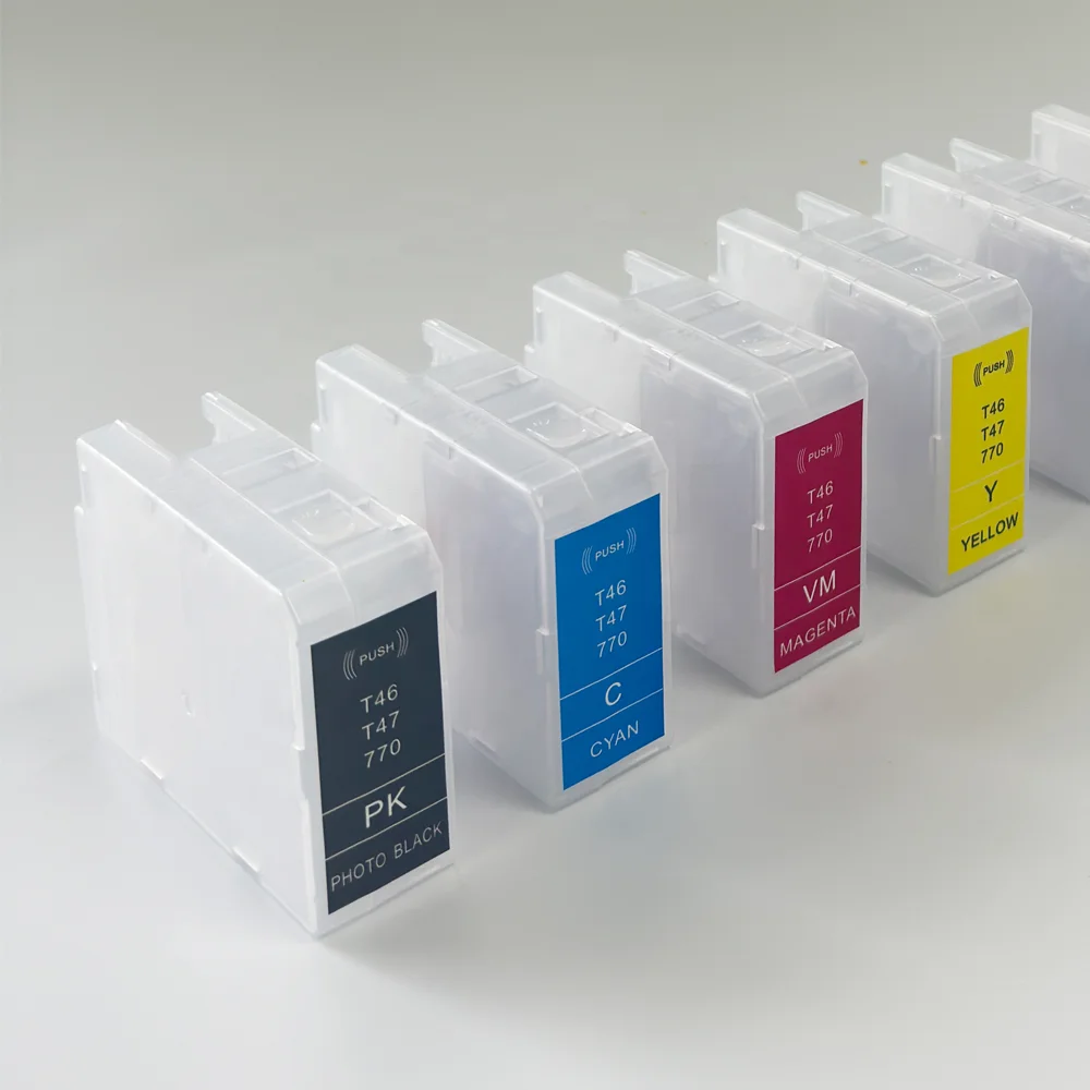 WEL-TRY Llenar el cartucho for Epson SureColor P700/P708/P900/P906/P908 t46 t47 Cartridge MBK Dye Ink Refillable cartridge Empty