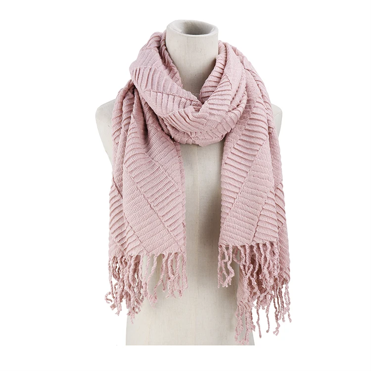 
Fashion pleated winter scarf women autumn crinkle acrylic knit hijab solid warm pashmina ladies winter cashmere blanket scarves 