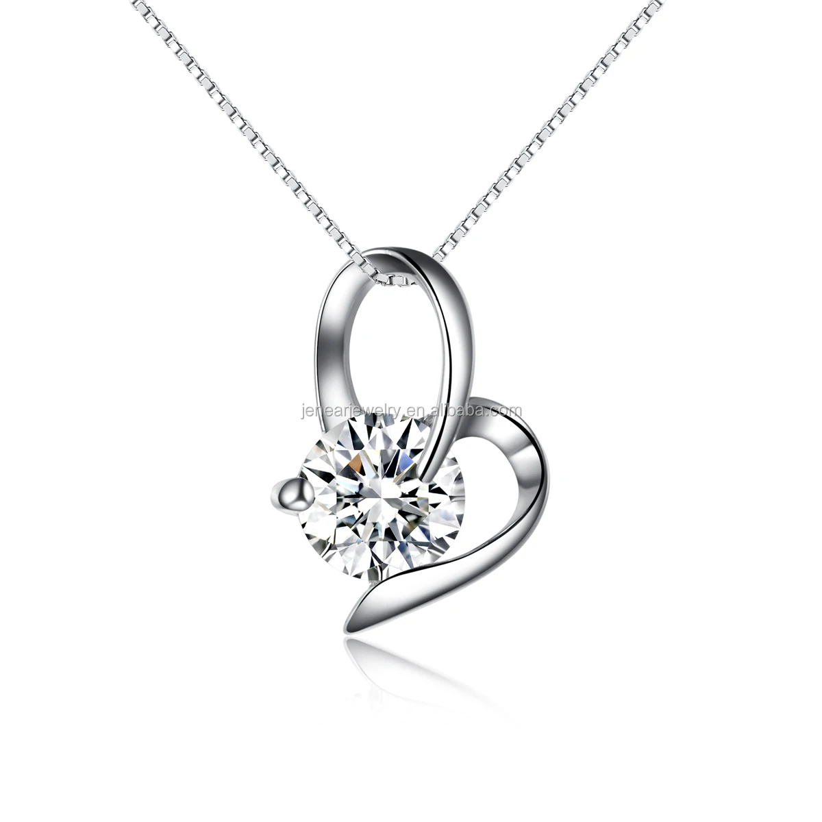 
small genuine silver heart pendant women 925 silver CZ pendant rhodium plated simple heart pendant jewelry 
