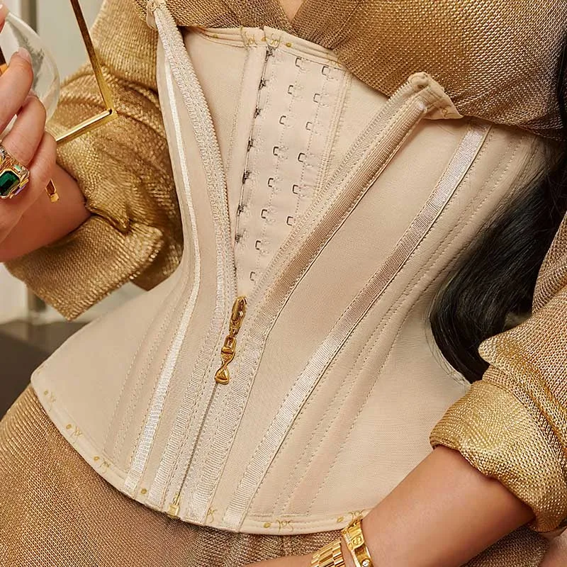 Langqin Hot Selling Tummy Control Breathable High Compression 15 Steel Bone Women Trendy Waist Trainer Corset