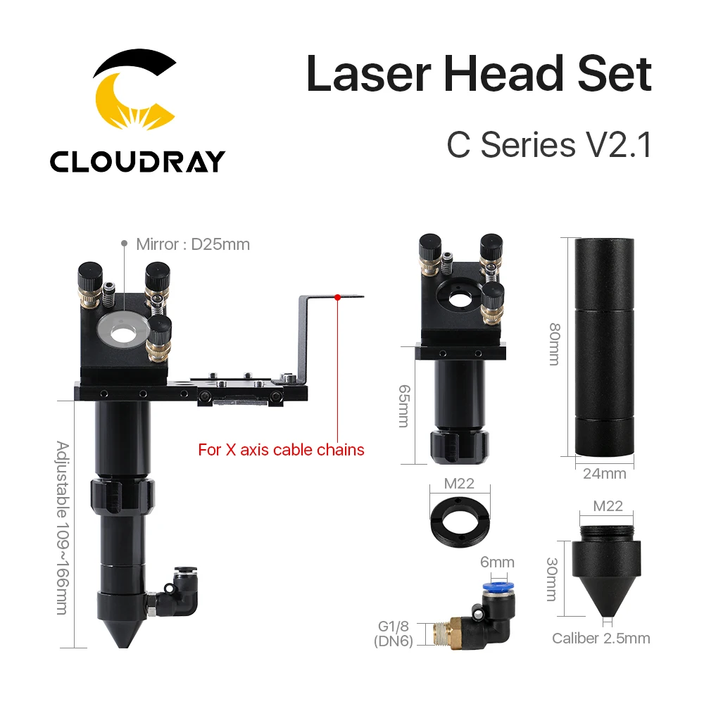 Комплект лазерной головки Cloudray CO2 с отражающим креплением фокусным объективом и зеркалом Si длиной фокусировки 50 8 мм