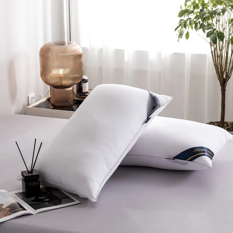 Hilton Hotel Supplier Pengxuan Custom Feather White Cotton Pillow with Bag Memory Foam Filled Designed for Neck Support Sleeping
