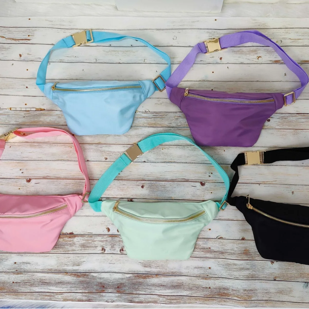 Fashion Portable Waterproof Women Cross Body Bag Sports Teenagers Buckle Strap Fanny Pack Waterproof Waist Bag Multi Solid Color