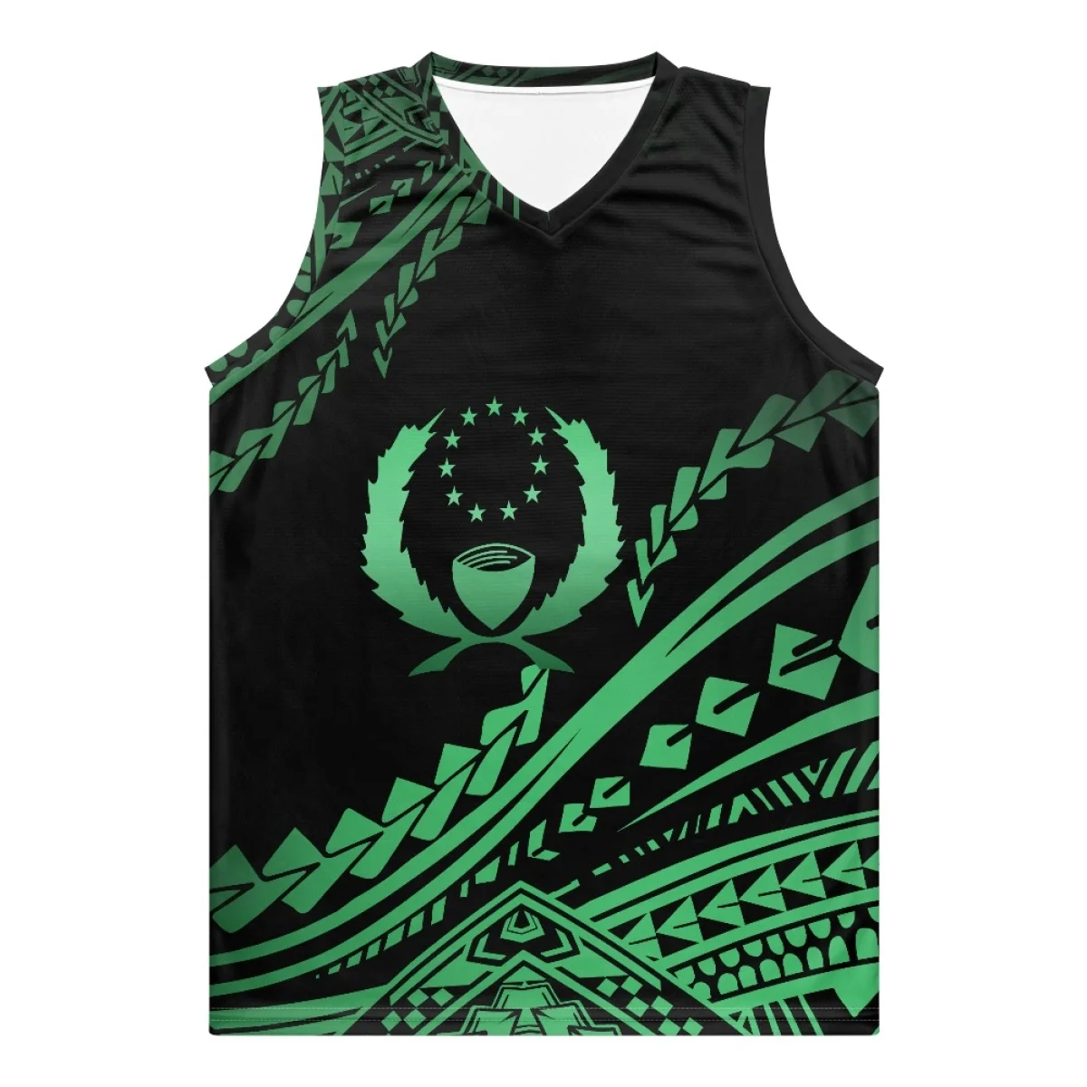 Spring Kids Pohnpei Clothing 2023 Trendy Polynesian Tribal Print Custom V Neck Sleeveless Basketball Jersey Uniform Dropshipping
