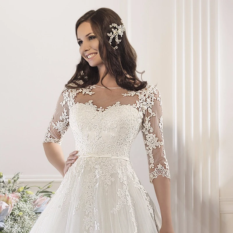 Bridal Gown lace for wedding dress Ball Morili Customized wedding dress gold Lace Women Fashion best wedding dress