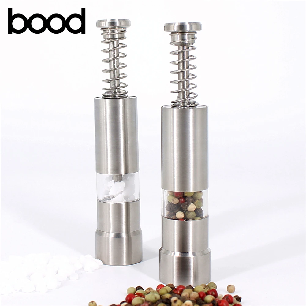 Stainless Steel Mini Thumb Operated Manual Salt and Pepper Mill