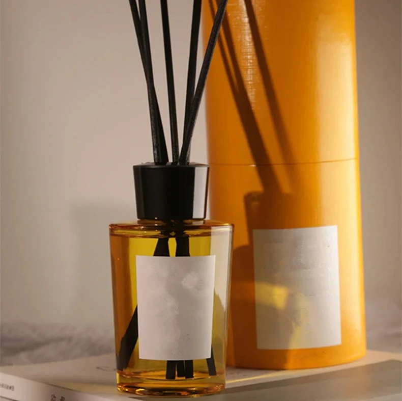 wholesale custom reed diffuser 180ml empty amber glass bottle diffuser bottle with black plastic lid and gift box