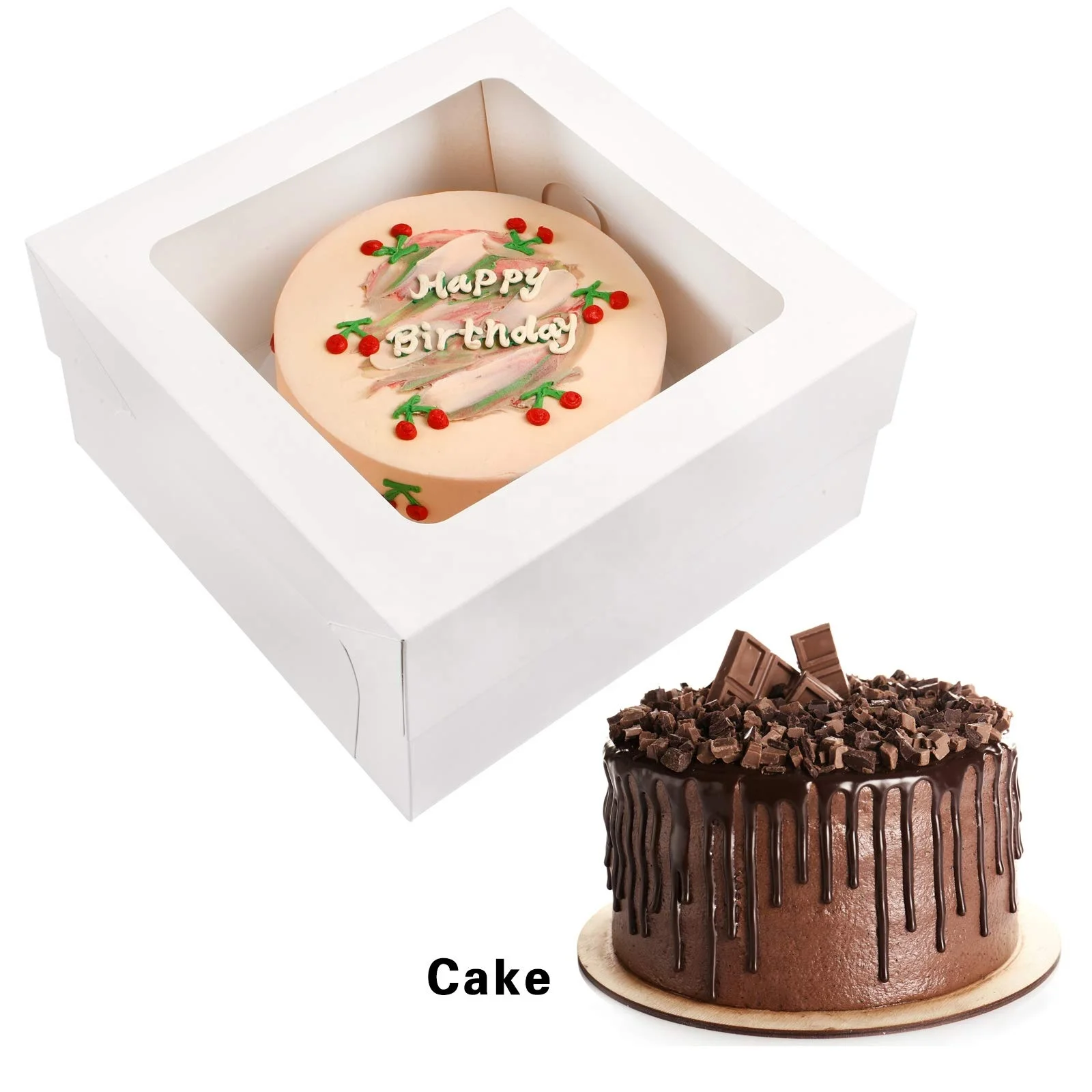 Cake Boxes in Bulk 12 x 12 x 6 inch Bento White Simple Basque Cheese Cake Boxes with Window Pastry Cupcake Muffin Cake Box