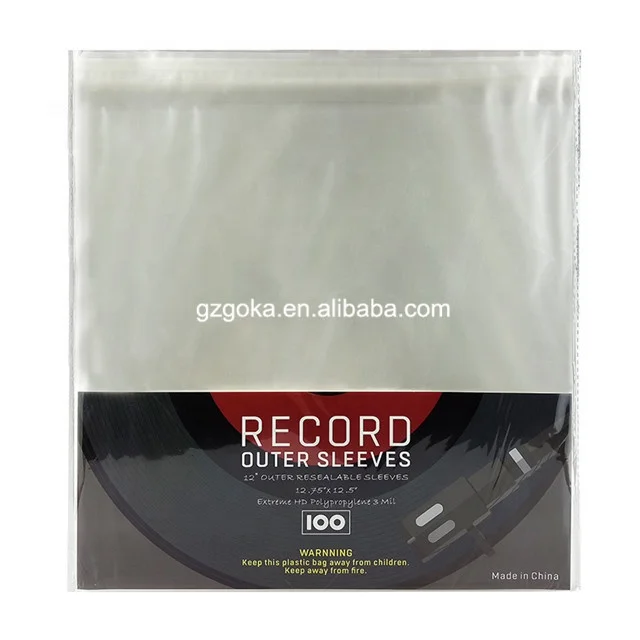 Factory Direct Sale Cheap Price vinyl record storage bag top quality plastic transparent sleeves lp record outer sleeves
