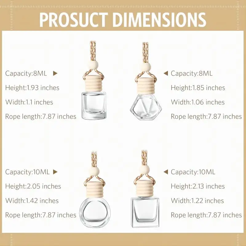 5Ml 10Ml15ml Polymer Clay Car Hanging Perfume Bottle Air Freshener Car Diffuser Glass Bottles