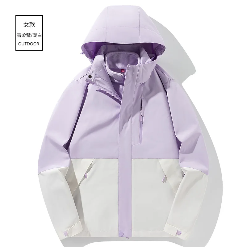 ANSZKTN Men outdoor winter three-in-one detachable windproof plus velvet lining two-piece set jacket