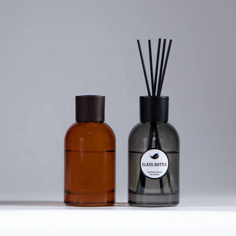 200ml home glass reed aroma diffuser bottle aromatherapy jar container with lid and sticks