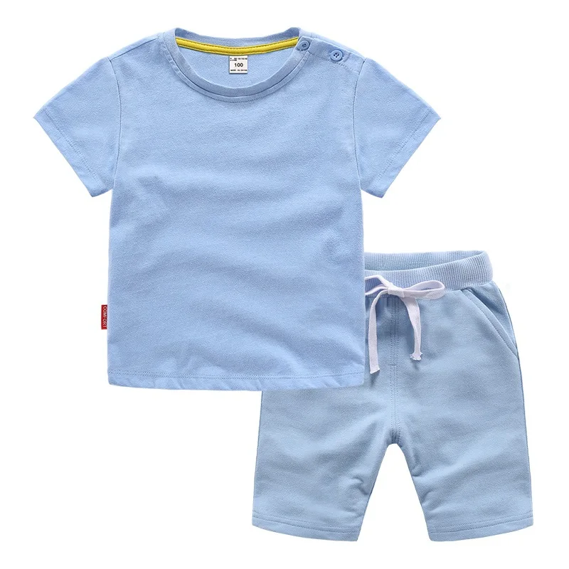 custom wholesale 2022 Summer Boutique in bulk newborn Summer Short baby Clothing set plain sport boys kids clothing sets
