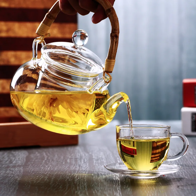 
Transparent high quality borosilicate glass teapot with infuser 