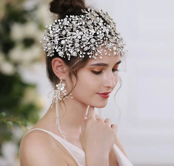 
2020 изящная свадебная тиара с зажимом, свадебные украшения, бриллиантовые волосы для невесты, свадебные аксессуары ручной работы от производителя 